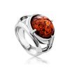 Stunning Silver Men's Ring With Cognac Amber The Cesar Collection, Ring Size: 13 / 22, image 