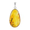 Drop Amber Pendant In Sterling Silver With Inclusions The Clio, image 