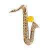 Gold Plated Brooch With Lemon Amber And Crystals The Beoluna, image 