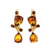 Gold-Plated Earrings With Cognac Amber The Symphony, image 