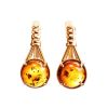 Stylish Cognac Amber Earrings In Gold-Plated Silver The Shanghai, image 