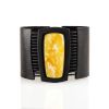 Handcrafted Dark Leather Bracelet With Honey Amber The Amazon, image 