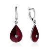 Silver Enamel Drop Earrings With Diamonds The Heritage, image 