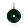 Round Silver Pendant With Green Enamel And Diamond The  Heritage, image 
