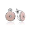 Pink Enamel Round Earrings With Diamonds The Heritage, image 
