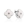 White Enamel Floral Earrings With Diamonds The Heritage, image 