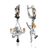 Playful Design Asymmetric Earrings With Crystals, image 