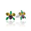 Floral Motif Stud Earrings With Enamel, image 
