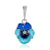 Cute Blue Enamel Floral Pendant, image 