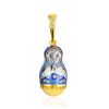 Whimsical Enamel Matryoshka Pendant With Natural Amber The Romanov, image 