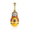 Red Enamel Matryoshka Pendant With Amber The Romanov, image 