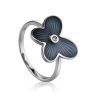 Silver Diamond Ring With Enamel Butterfly The Heritage, Ring Size: 6 / 16.5, image 