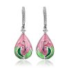 Pink Enamel Drop Earrings With Crystals The Romanov, image 