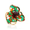 Dazzling Enamel Ring With Cognac Amber The Verona, Ring Size: 6.5 / 17, image 