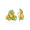 Amazing Enamel Earrings With Honey Amber The Verona, image 