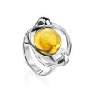 Bright Lemon Amber In Silver Ring The Orion, Ring Size: 10 / 20, image 
