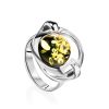 Futuristic Silver Ring With Green Amber The Orion, Ring Size: 9 / 19, image 