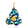 Extraordinary Gold-Plated Pendant With Honey Amber And Enamel The Verona, image 