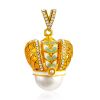 Shimmering Crown Pendant With Pearl And Crystals The Romanov, image 