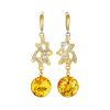 Designer Bicolor Amber Earrings, image 