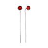 Classy Threader Earrings With Red Amber, image 