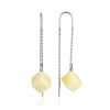 Stylish Threader Earrings With Milky Amber, image 