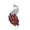 Amber Peacock Brooch, image 