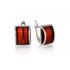 Fabulous Geometric Design Natural Amber Earrings, image 