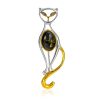 Cute Amber Cat Brooch, image 
