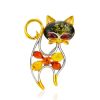 Chic Multicolor Amber Cat Brooch, image 