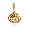 Flawless Openwork Design Pendant With Green Amber, image 