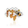 Honeycomb Motif Amber Brooch, image 