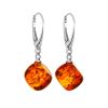 Stylish Silver Earrings With Amber Cubes, image 