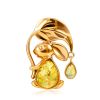 Cute Gilded Rabbit Brooch With Natural Amber, image 
