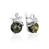 Chic Green Amber Earrings, image 