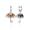 Umbrella Design Earrings With Amber, image 