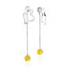 Chic Chain Earrings With Honey Amber Beads, image 