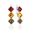Geometric Design Earrings With Mix Color Amber, image 
