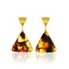 Triangle Earrings With Textured Amber, image 