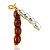 Glossy Amber Pea Pod Brooch, image 
