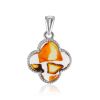 Clover Motif Mosaic Amber Pendant, image 