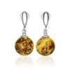 Stylish Drop Earrings With Textured Amber, image 