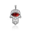 Cut Out Design Hamsa Hand Pendant With Amber, image 