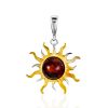 Sun Motif Bicolor Pendant With Amber, image 