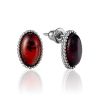 Chic Dark Amber Stud Earrings, image 