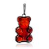Tiny Amber Teddy Bear Pendant, image 