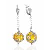 Classy Chain Earrings With Amber Balls, image 
