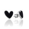 Black Amber Heart Earrings, image 
