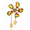 Exquisite Amber Flower Brooch, image 