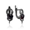 Blackened Snake Motif Earrings With Cherry Amber, image 